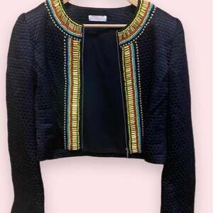 Sass & Bide Bejewelled Black Crop Quilted Jacket